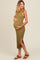 Light Olive Ribbed Side Slit Sleeveless Maternity Midi Dress