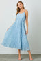 Light Blue Floral Pleated Maxi Dress