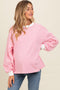 Pink Striped Balloon Sleeve Maternity Pullover