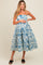 Blue Floral Strapless Maternity Midi Dress