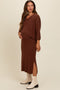 Brown Textured Knit Top And Midi Skirt Maternity Set