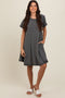 Charcoal Solid T-shirt Mini Dress