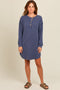 Navy Ribbed Button Accent Dress