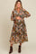 Black Floral Chiffon Front Tassel Tie Maternity Midi Dress