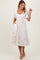 Cream Ribbon Print Smocked Midi Dress