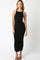Black Knit Contrast Trim Midi Dress