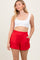 Red Basic Rounded Hem Shorts