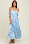 Light Blue Floral Sleeveless Maxi Dress