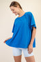 Royal Blue Oversized Raw Hem Short Sleeve Tee