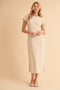 Cream Basic Crewneck Midi Dress