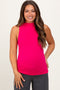 Fuchsia Ribbed Sleeveless Mock Neck Maternity Top
