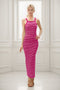 Fuchsia Striped High Neck Ribbed Maxi Dress