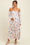 Ivory Floral Off Shoulder Long Sleeve Maternity Maxi Dress