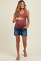 Navy Blue Raw Cut Hem Maternity Denim Shorts