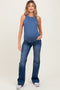 Navy Blue Wide Hem Bootcut Maternity Jeans