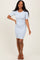 Blue Striped Ribbed Knit Short Sleeve Mini Dress