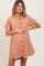 Peach Dolman Sleeve Linen Maternity Shirt Dress