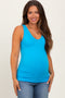 Aqua Sleeveless Fitted Maternity Tank Top