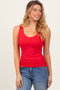 Red Sleeveless Fitted Tank Top