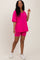 Fuchsia Oversized V-Neck Biker Short Set