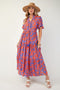 Orange Button Ruffle Detail Maxi Dress