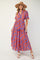Orange Button Ruffle Detail Maxi Dress