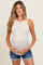 Cream Ribbed Basic Crew Neck Maternity Tank