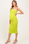 Lime Ruched Mesh Sleeveless Maternity Midi Dress