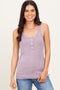 Lavender Ribbed Knit Button Tank Top
