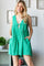 Green Deep V-Neck Pleated Front Tie Sleeveless Romper