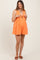 Orange Deep V-Neck Pleated Front Tie Sleeveless Maternity Romper