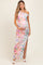 Floral One Shoulder Side Slit Maternity Maxi Dress