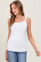 White Lace-Trim Ribbed Tank Top