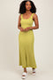 Lime Striped Ribbed Sleeveless Maxi Dress