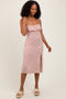 Red Printed Shoulder Tie Midi Dress