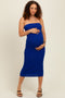 Royal Fitted Tube Knit Maternity Midi Dress