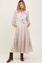 Cream Statement Collar Button Down Maternity Maxi Dress