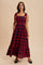 Red Plaid Sleeveless Cotton Maxi Dress