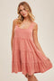 Red Lace Trim Washed Cotton Tank Dress