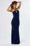 Navy Halter Pendant Maxi Dress