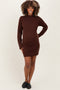 Brown Wide Rib Mock Neck Maternity Sweater Mini Dress