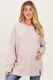Beige Mineral Washed Drop Shoulder Long Sleeve Maternity Top