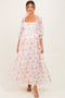 Light Pink Floral Chiffon Long Sleeve Maternity Maxi Dress