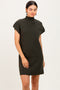 Olive Ribbed Knit Short Sleeve Sweater Dress