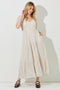 Cream Floral Chiffon Tiered Maxi Dress