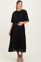 Black Pleated Cape Maternity Midi Dress