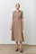 Mocha Gingham Smocked Button Down Midi Dress