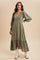 Dusty Olive Swiss Dot Button Down Maxi Dress