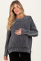 Black Washed Side Slit Oversized Maternity Sweater