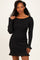 Black Shimmer Lettuce Edge Knit Dress